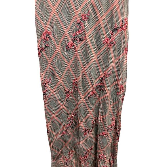 NWOT Free People Grunge WhimsyGoth Plaid Sheer Midi Dress Size 8 Fallen Flowers - Picture 13 of 15